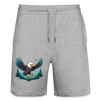 Eagle flies over forest - Stanley/Stella Trainer Unisex Organic Jogging Shorts - heather grey - Front - Nik (191cm) & Marisol (170cm)