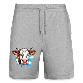 Alpine Cow Charm - Stanley/Stella Unisex Bio Joggingshorts Trainer  - Grau meliert - Vorne - Nik (191cm) & Marisol (170cm)