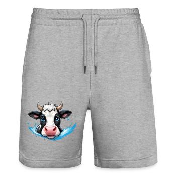 Douce éclaboussure de vache - Short de jogging bio TRAINER Stanley/Stella unisexe - gris chiné - Devant - Nik (191cm) & Marisol (170cm)