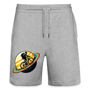 Cycliste sur Saturne - Short de jogging bio TRAINER Stanley/Stella unisexe - gris chiné - Devant - Nik (191cm) & Marisol (170cm)