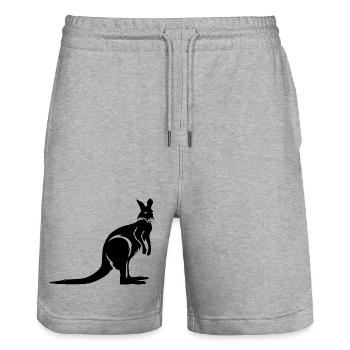 Kangaroo Australia Animal Logo Illustration Icon - Stanley/Stella Trainer Unisex Organic Jogging Shorts - heather grey - Front - Nik (191cm) & Marisol (170cm)