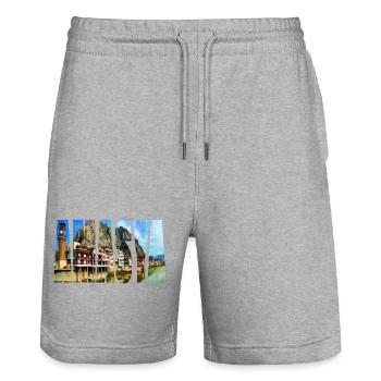Panorama d’Amasya - Short de jogging bio TRAINER Stanley/Stella unisexe - gris chiné - Devant - Nik (191cm) & Marisol (170cm)