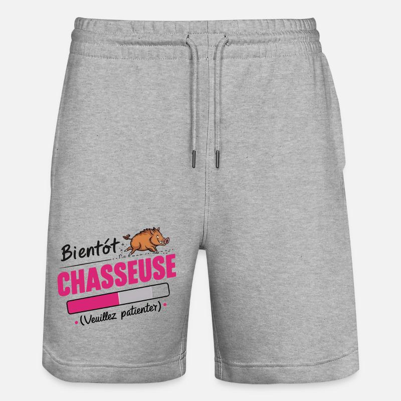bientôt chasseuse - Short de jogging bio TRAINER Stanley/Stella unisexe - gris chiné