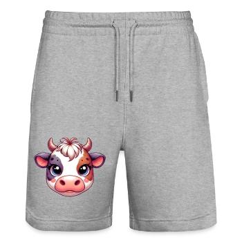 Kuh - Stanley/Stella Unisex Bio Joggingshorts Trainer  - Grau meliert - Vorne - Nik (191cm) & Marisol (170cm)