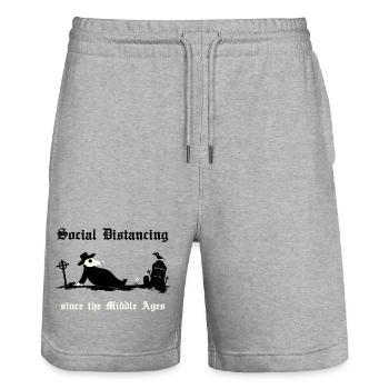 Black Death Social Distancing - Stanley/Stella Unisex Bio Joggingshorts Trainer  - Grau meliert - Vorne - Nik (191cm) & Marisol (170cm)