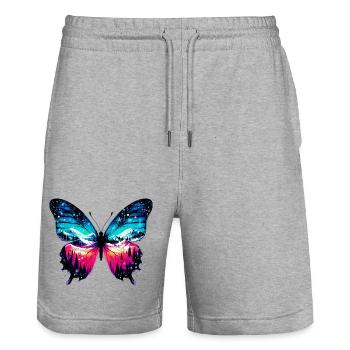 Schmetterling - Stanley/Stella Unisex Bio Joggingshorts Trainer  - Grau meliert - Vorne - Nik (191cm) & Marisol (170cm)