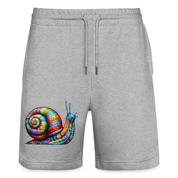 Schnecke - Stanley/Stella Unisex Bio Joggingshorts Trainer  - Grau meliert - Vorne - Nik (191cm) & Marisol (170cm)