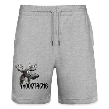 Witziger Elch mit Bart I Moustache Wortspiel - Stanley/Stella Unisex Bio Joggingshorts Trainer  - Grau meliert - Vorne - Nik (191cm) & Marisol (170cm)