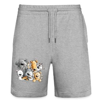 Dog poop dog pack - Stanley/Stella Trainer Unisex Organic Jogging Shorts - heather grey - Front - Nik (191cm) & Marisol (170cm)