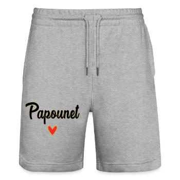 PAPOUNET. DAD. FATHER'S DAY. HAPPY FATHER'S DAY - Stanley/Stella Trainer Unisex Organic Jogging Shorts - heather grey - Front - Nik (191cm) & Marisol (170cm)
