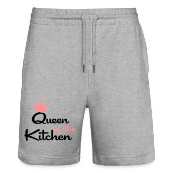 Geschenkidee für Frauen die gern kochen - Stanley/Stella Unisex Bio Joggingshorts Trainer  - Grau meliert - Vorne - Nik (191cm) & Marisol (170cm)