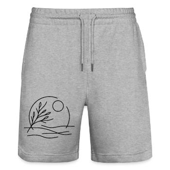 Haïku - Poésie de la nature - Short de jogging bio TRAINER Stanley/Stella unisexe - gris chiné - Devant - Nik (191cm) & Marisol (170cm)
