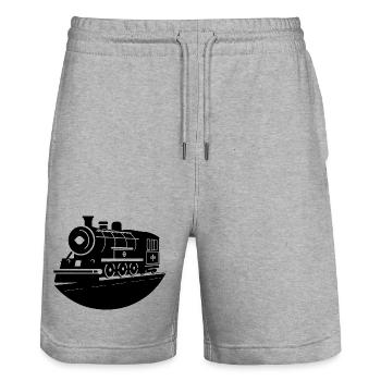 Locomotive Graphics - Stanley/Stella Trainer Unisex Organic Jogging Shorts - heather grey - Front - Nik (191cm) & Marisol (170cm)
