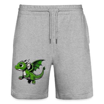 Dragon - Stanley/Stella Trainer Unisex Organic Jogging Shorts - heather grey - Front - Nik (191cm) & Marisol (170cm)