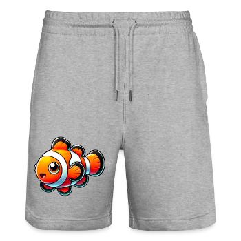 Clownfish - Stanley/Stella Trainer Unisex Organic Jogging Shorts - heather grey - Front - Nik (191cm) & Marisol (170cm)