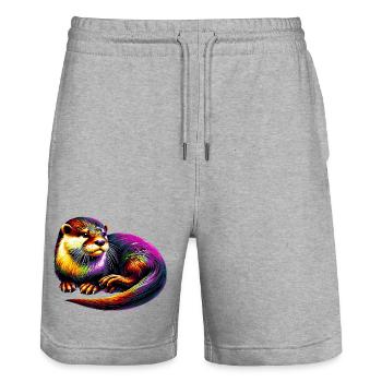 Otter - Stanley/Stella Unisex Bio Joggingshorts Trainer  - Grau meliert - Vorne - Nik (191cm) & Marisol (170cm)