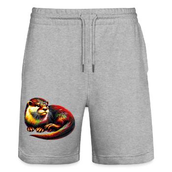 Loutre - Short de jogging bio TRAINER Stanley/Stella unisexe - gris chiné - Devant - Nik (191cm) & Marisol (170cm)