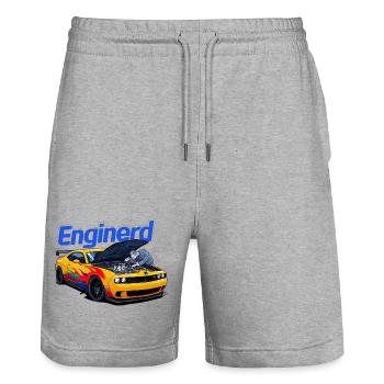 Muscle-Car wird von Mechaniker bearbeitet - Stanley/Stella Unisex Bio Joggingshorts Trainer  - Grau meliert - Vorne - Nik (191cm) & Marisol (170cm)
