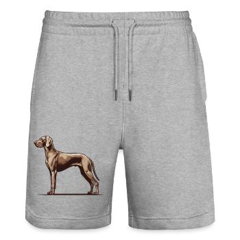 Weimaraner - Stanley/Stella Unisex Bio Joggingshorts Trainer  - Grau meliert - Vorne - Nik (191cm) & Marisol (170cm)