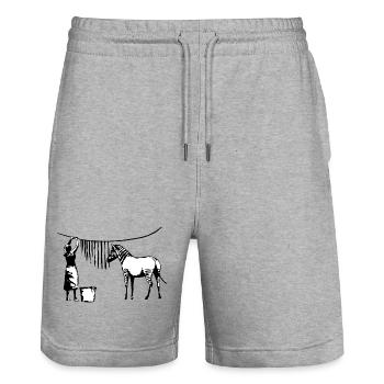 Lustige Zebrastreifen - Stanley/Stella Unisex Bio Joggingshorts Trainer  - Grau meliert - Vorne - Nik (191cm) & Marisol (170cm)