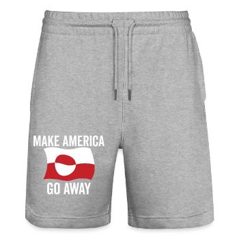Make America Go Away – Grönländische Flagge - Stanley/Stella Unisex Bio Joggingshorts Trainer  - Grau meliert - Vorne - Nik (191cm) & Marisol (170cm)