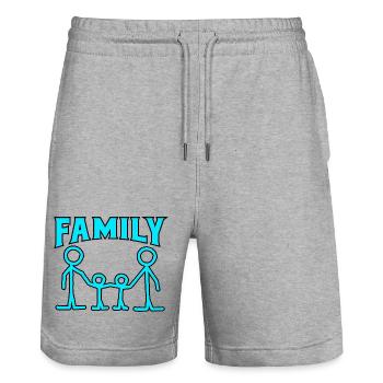 Motif famille. - Short de jogging bio TRAINER Stanley/Stella unisexe - gris chiné - Devant - Nik (191cm) & Marisol (170cm)