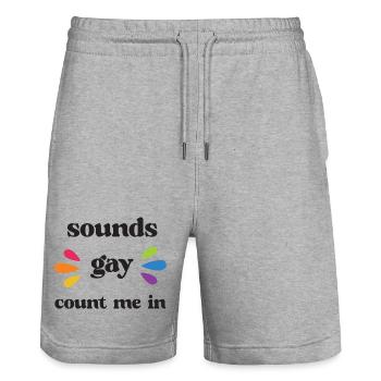 LGBT Pride Month - Klingt schwul, Count me in - Stanley/Stella Unisex Bio Joggingshorts Trainer  - Grau meliert - Vorne - Nik (191cm) & Marisol (170cm)
