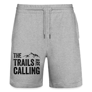 The Trails Are Calling - Stanley/Stella Trainer Unisex Organic Jogging Shorts - heather grey - Front - Nik (191cm) & Marisol (170cm)