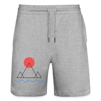 Minimal mountain - Stanley/Stella Trainer Unisex Organic Jogging Shorts - heather grey - Front - Nik (191cm) & Marisol (170cm)