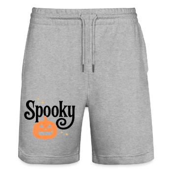 Citrouille effrayante Halloween Design - Short de jogging bio TRAINER Stanley/Stella unisexe - gris chiné - Devant - Nik (191cm) & Marisol (170cm)
