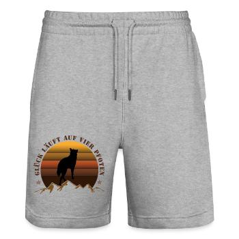 Evening wolf on mountain backdrop - Stanley/Stella Trainer Unisex Organic Jogging Shorts - heather grey - Front - Nik (191cm) & Marisol (170cm)