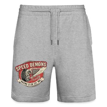 Speed Demons Motorsport Design - Short de jogging bio TRAINER Stanley/Stella unisexe - gris chiné - Devant - Nik (191cm) & Marisol (170cm)