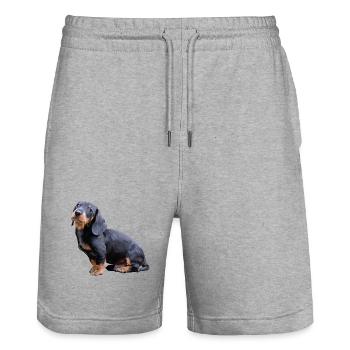 Teckel - Short de jogging bio TRAINER Stanley/Stella unisexe - gris chiné - Devant - Nik (191cm) & Marisol (170cm)