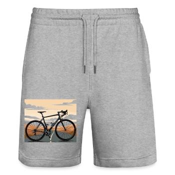 Dynamic bike in sunset - Stanley/Stella Trainer Unisex Organic Jogging Shorts - heather grey - Front - Nik (191cm) & Marisol (170cm)