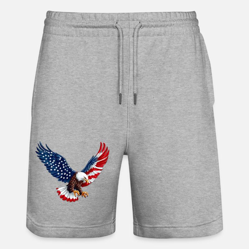 Aigle américain avec drapeau - Short de jogging bio TRAINER Stanley/Stella unisexe - gris chiné