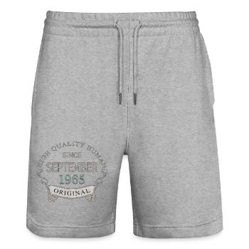 Depuis septembre 1965 - Short de jogging bio TRAINER Stanley/Stella unisexe - gris chiné - Devant - Nik (191cm) & Marisol (170cm)
