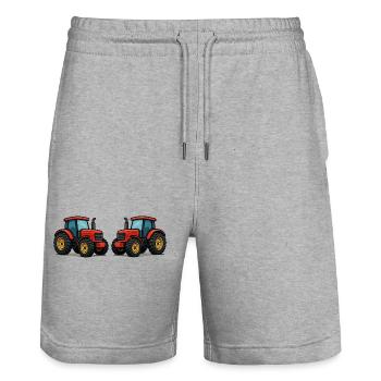 Tractor - Stanley/Stella Trainer Unisex Organic Jogging Shorts - heather grey - Front - Nik (191cm) & Marisol (170cm)