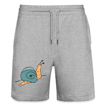 escargot - Short de jogging bio TRAINER Stanley/Stella unisexe - gris chiné - Devant - Nik (191cm) & Marisol (170cm)