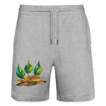 Blätter - Stanley/Stella Unisex Bio Joggingshorts Trainer  - Grau meliert - Vorne - Nik (191cm) & Marisol (170cm)