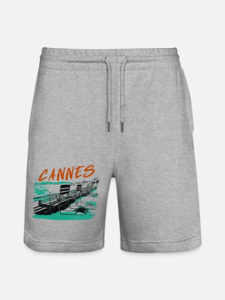 Cannes Côte d'Azur Illustration - Stanley/Stella Trainer Unisex Organic Jogging Shorts - heather grey