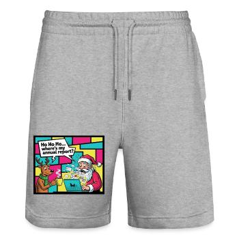 Wo ist mein Jahresbericht - Stanley/Stella Unisex Bio Joggingshorts Trainer  - Grau meliert - Vorne - Nik (191cm) & Marisol (170cm)