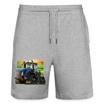 Traktor auf dem Land - Stanley/Stella Unisex Bio Joggingshorts Trainer  - Grau meliert - Vorne - Nik (191cm) & Marisol (170cm)