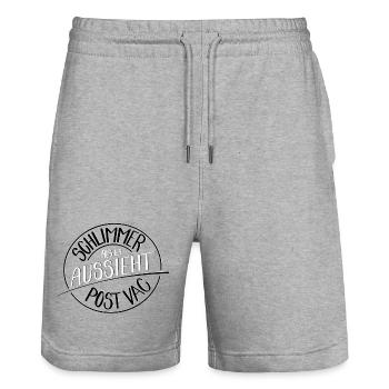 Schlimmer als es aussieht, Post Vac - Stanley/Stella Unisex Bio Joggingshorts Trainer  - Grau meliert - Vorne - Nik (191cm) & Marisol (170cm)