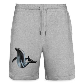 Delfin im Nachtlicht Silhouettenkunst - Stanley/Stella Unisex Bio Joggingshorts Trainer  - Grau meliert - Vorne - Nik (191cm) & Marisol (170cm)
