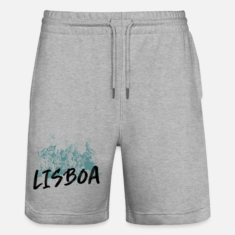 Monument Discoveries Lissabon blaue Illustration - Stanley/Stella Unisex Bio Joggingshorts Trainer - Grau meliert
