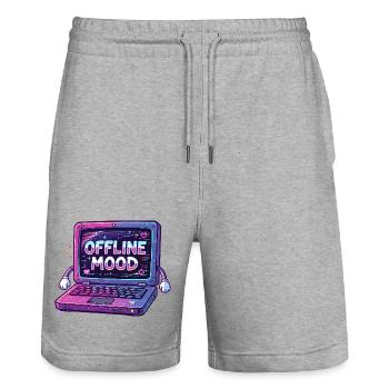 Y2K Retro – Offline Mood - Stanley/Stella Unisex Bio Joggingshorts Trainer  - Grau meliert - Vorne - Nik (191cm) & Marisol (170cm)