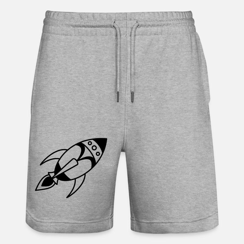 Retro Space Rocket – Space Spaceship Design - Stanley/Stella Trainer Unisex Organic Jogging Shorts - heather grey