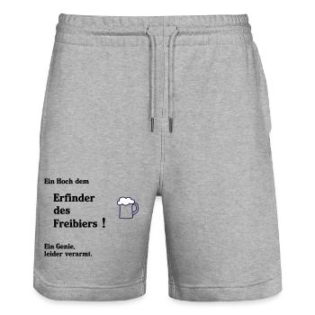 Inventeur de la bière gratuite - Short de jogging bio TRAINER Stanley/Stella unisexe - gris chiné - Devant - Nik (191cm) & Marisol (170cm)
