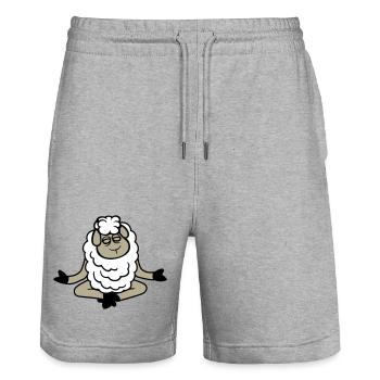 mouton détendu paisible yoga lotus méditation - Short de jogging bio TRAINER Stanley/Stella unisexe - gris chiné - Devant - Nik (191cm) & Marisol (170cm)
