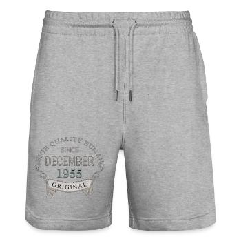 Since_December_1955 - Short de jogging bio TRAINER Stanley/Stella unisexe - gris chiné - Devant - Nik (191cm) & Marisol (170cm)